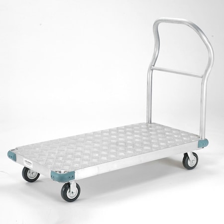 Global Industrial Platform Truck - Aluminum Diamond Deck, 60 x 30, 1400 Lb. Capacity, 5 Rubber Casters 232602